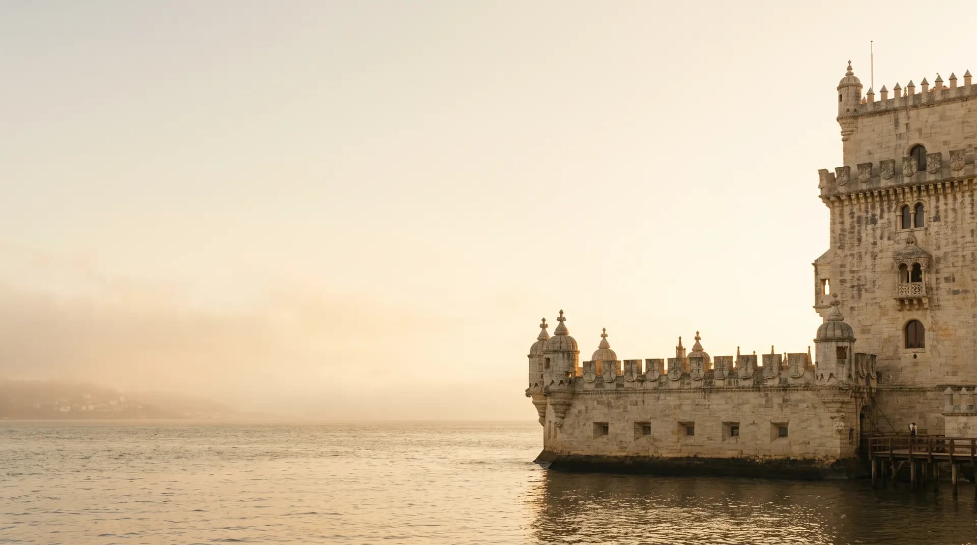 Belem Tower on the Tagus river in Lisbon at golden hour