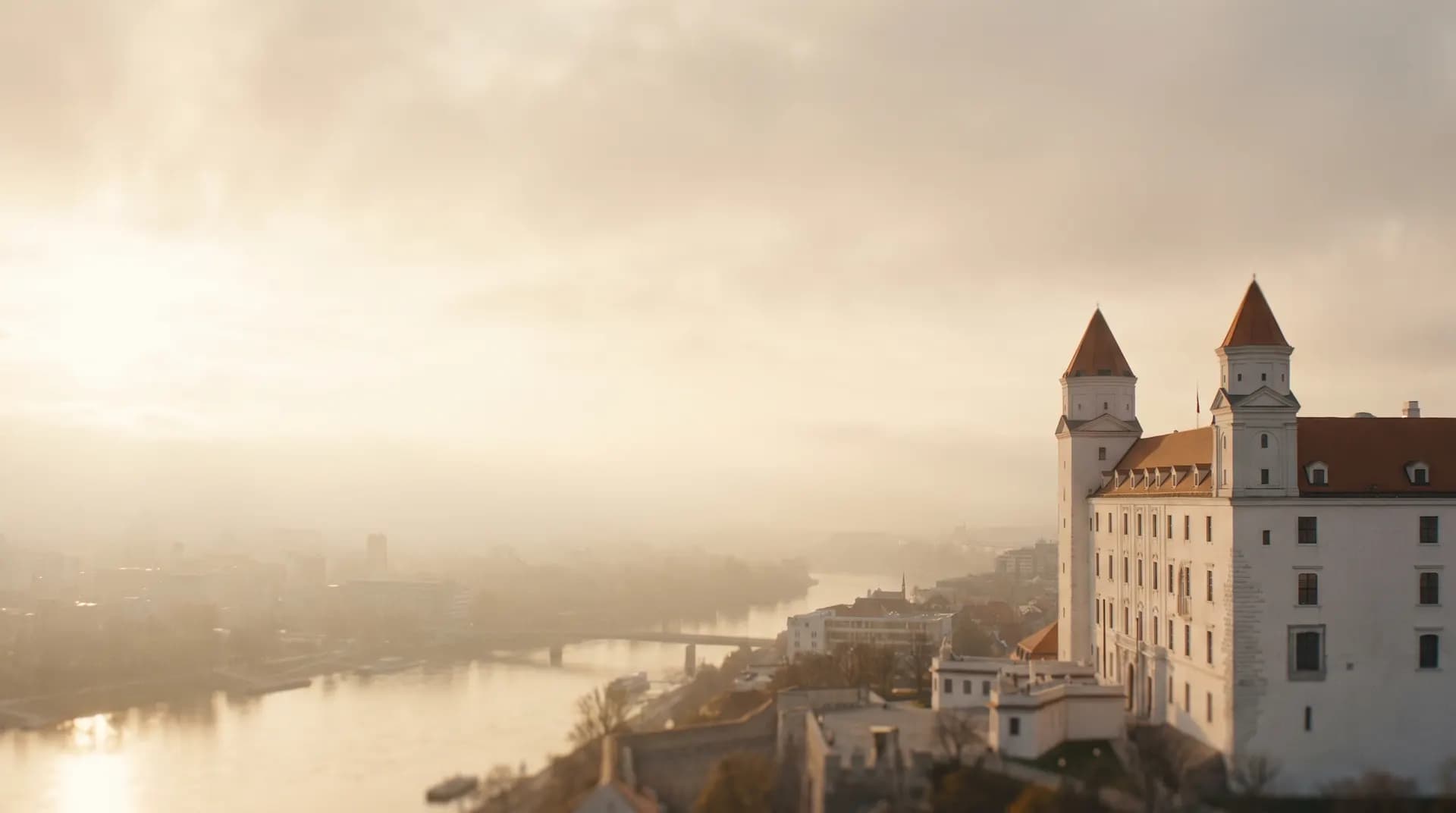 Bratislava Castle above the Danube at golden hour